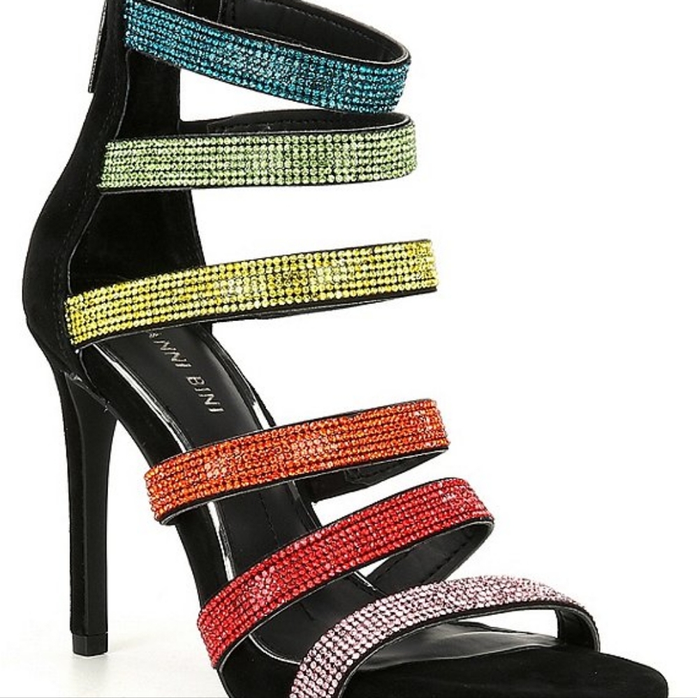 Gianni Bini Ranbow rhinestone heels